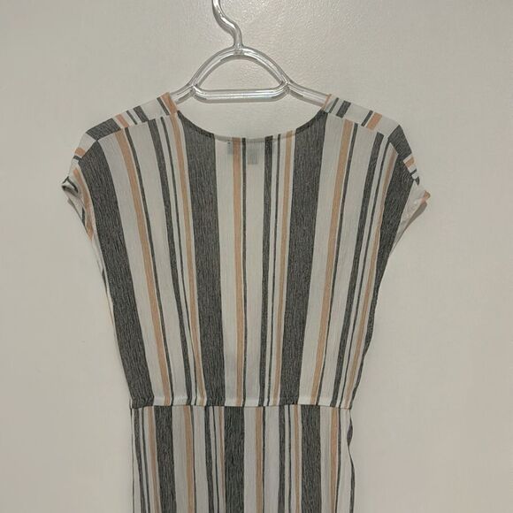 LULU'S  white pink black vertical stripe maxi dress twist front swim coverup S - Picture 8 of 10